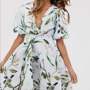 ASOS DESIGN Bubble Sleeve Midi Floral Dress